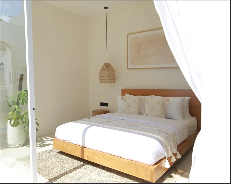 Villa bedroom interior — villa property photography in Bali